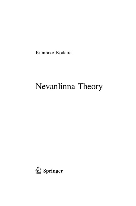 Topics in Nevanlinna Theory Kindle Editon